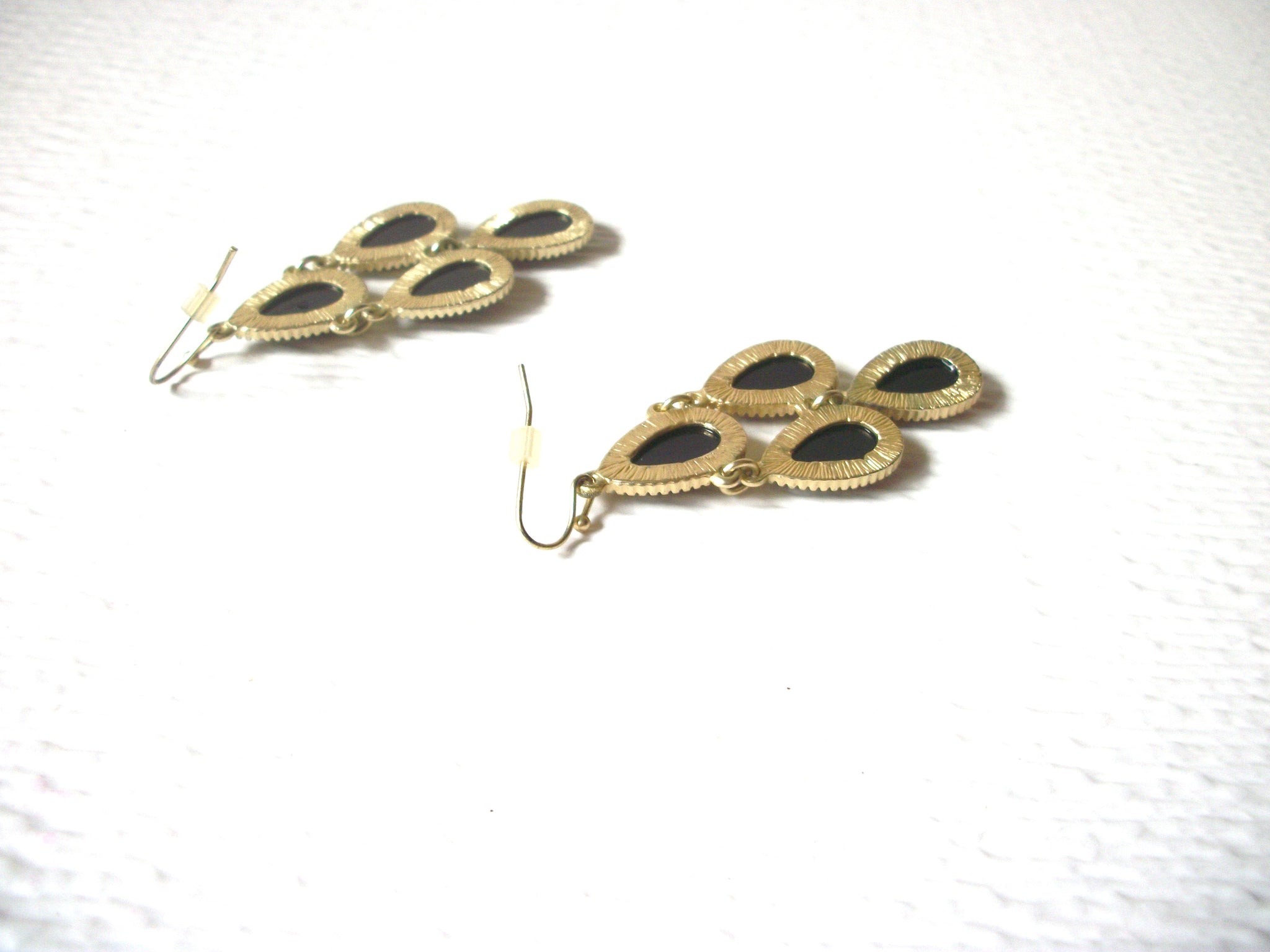 Retro Gold Black Chandelier Earrings 122820
