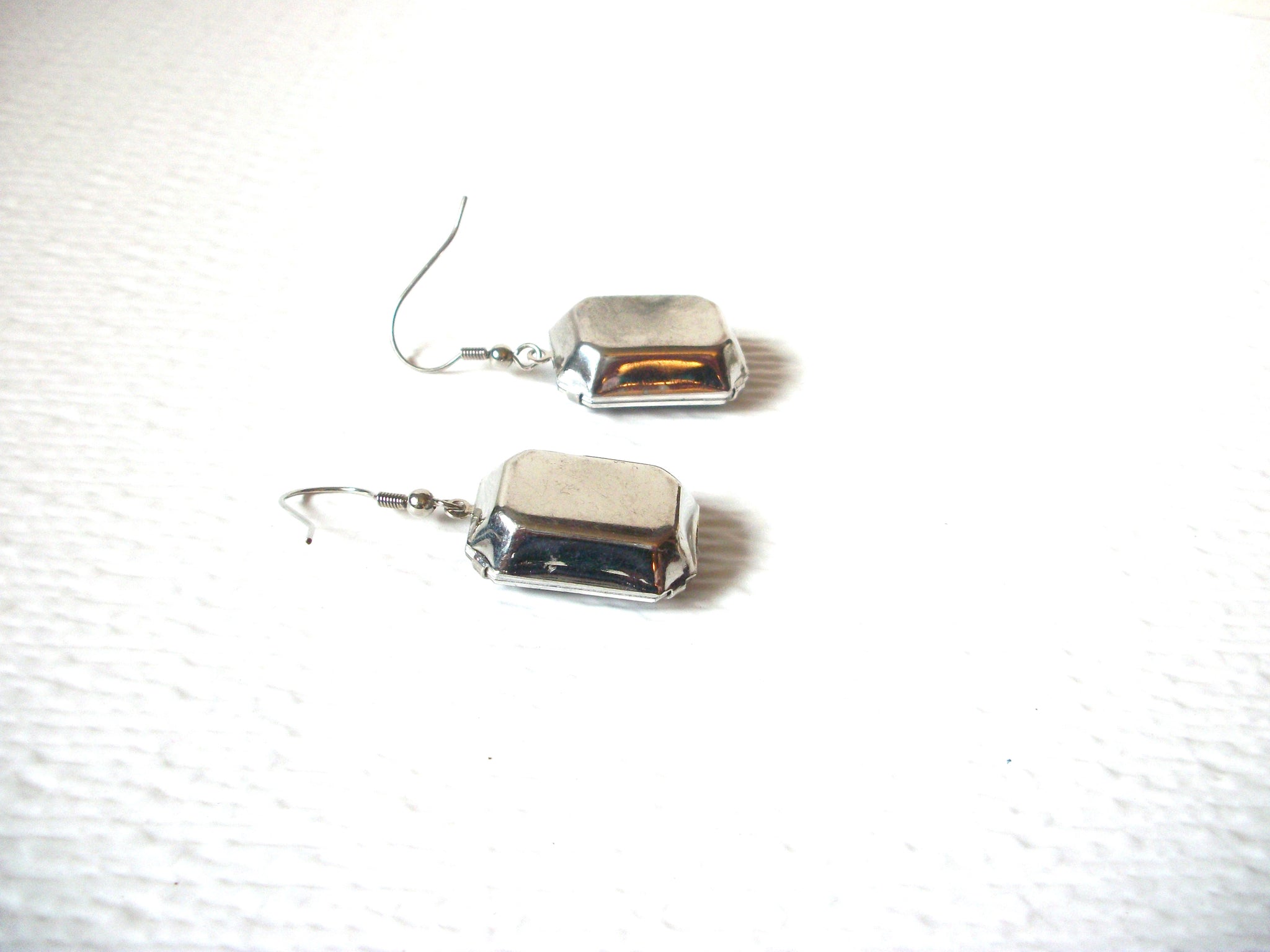 Retro Black Violet Prong Set Glass Earrings 122820