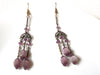 Vintage Lucite Glass Plum Chandelier Earrings 101720