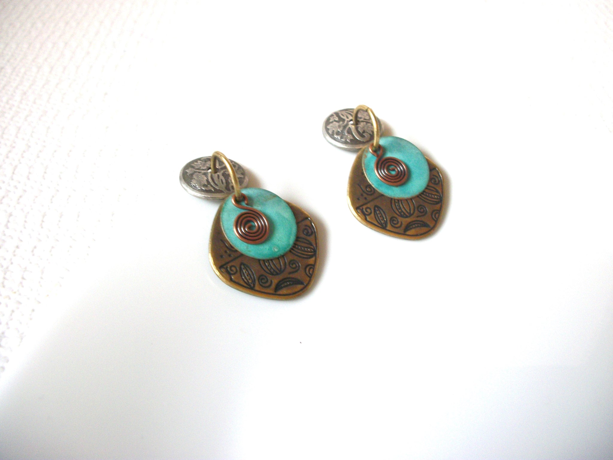 Bohemian Rustic Dangle Brass Earrings 101720