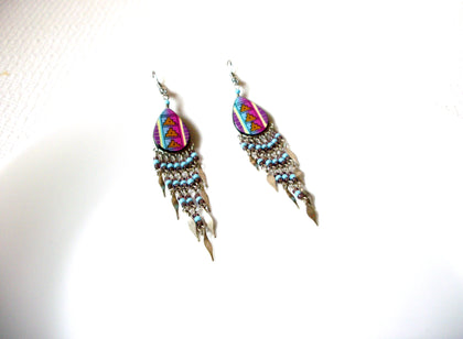 Southwestern Stone Glass Long Dangle Earrings 71218Z