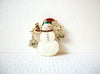 KC Stamped Enameled Rhinestones Glitter Snowman Brooch Pin 71218S