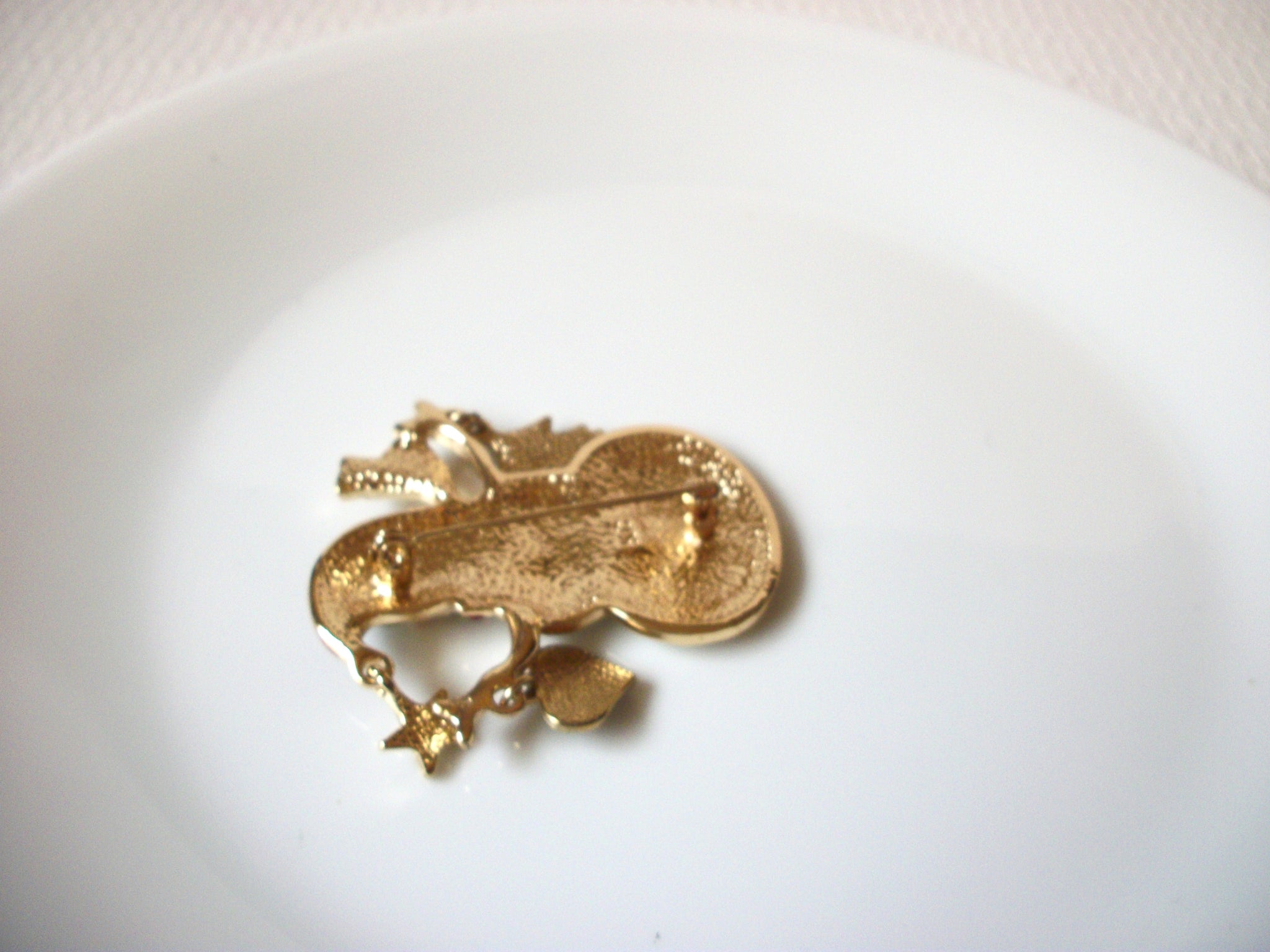 KC Stamped Enameled Rhinestones Glitter Snowman Brooch Pin 71218S