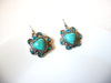 Retro Dragon Veins Turquoise Stones Blue Rhinestones Heart Earrings 71218S