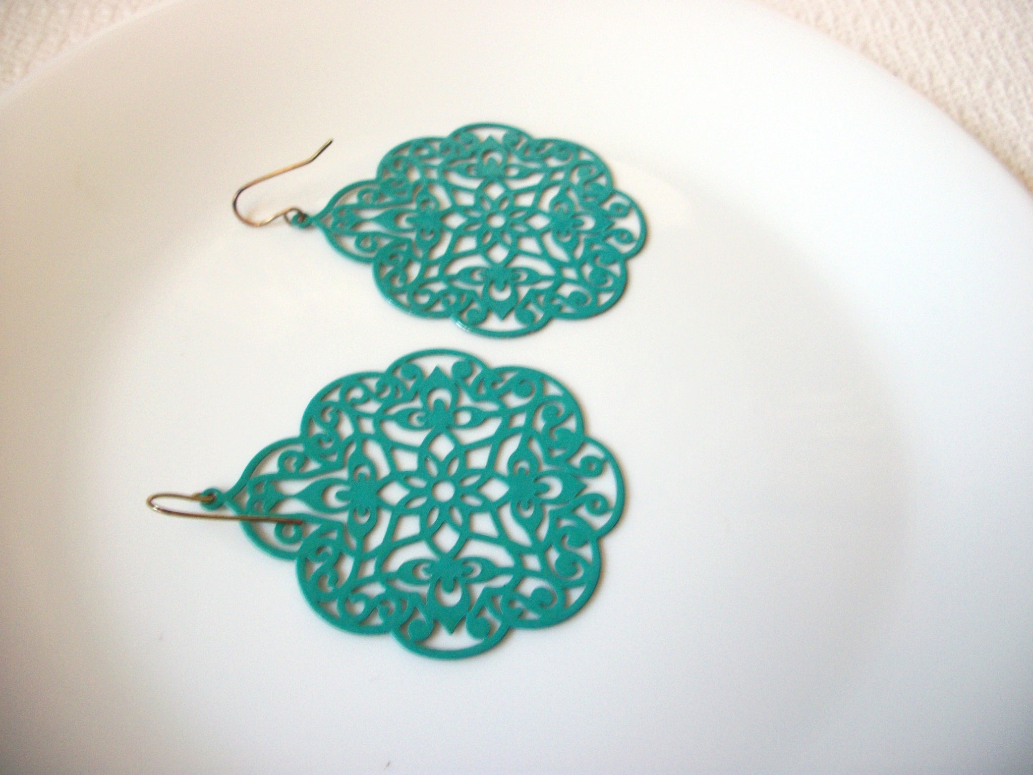 Retro Spanish Turquoise Blue Filigree Earrings 71218S