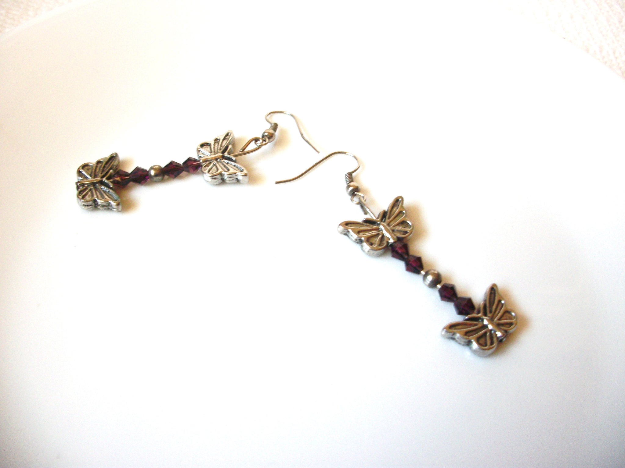 Vintage Butterfly Brown Czech Glass Earrings 71218S