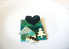 House Pins By Lucinda Glitter Blue Teal Green Black Heart Pin 71218D