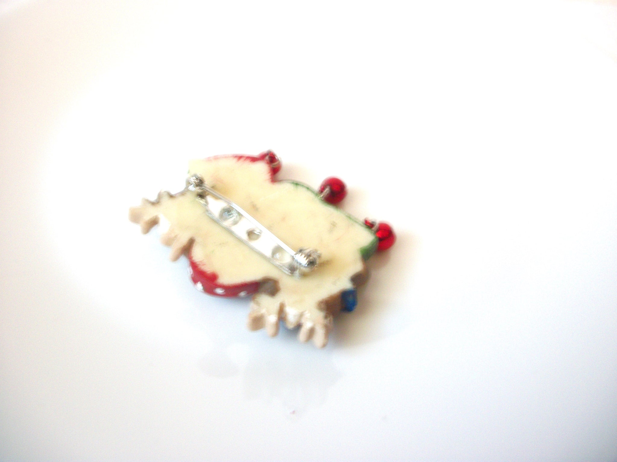 Vintage Hand Molded Santa Reindeer Brooch Pin 102120