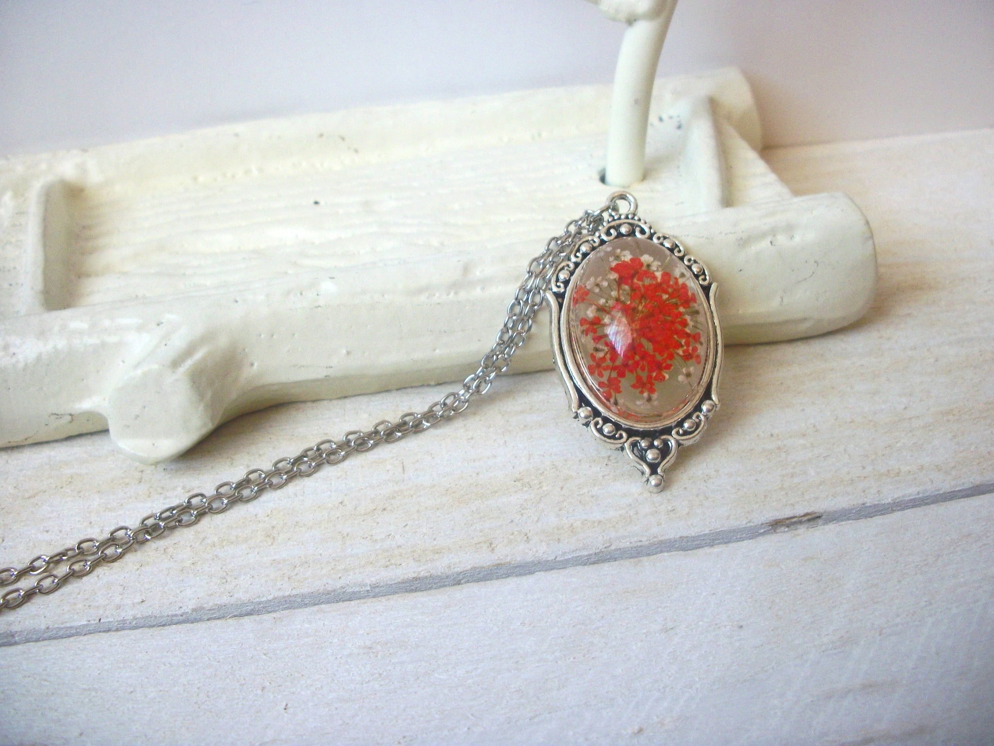 Dried Flower Necklace - Pressed Flower - Sweet Breath - Botanical Jewelry S18