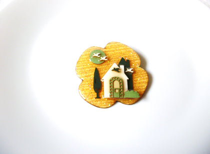 Vintage Lucinda House Pins, Sparkling Golden Tree Trellis Birds House Pins 102220