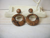 Vintage PU Leather Caramel Brown Python Snake Hoop Earrings 61416