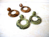 Vintage PU Leather Autumm Fern Python  Hoop Earrings 61416