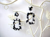 Lola Black White Earrings, PU Leather, Dangle Wild Cat, Dangle Earrings S15