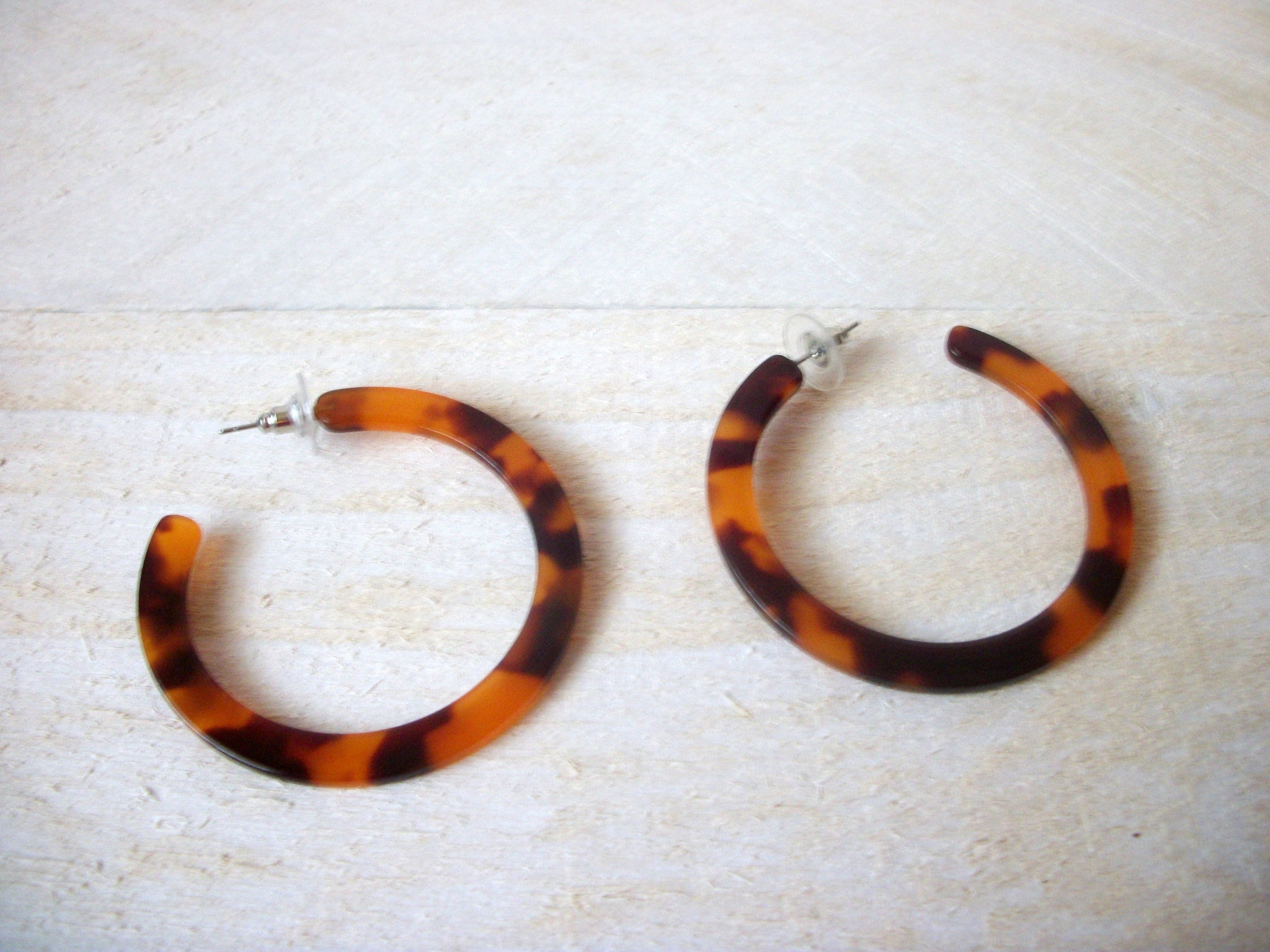 Kim Dark Brown Tortoise Earrings, Tortoise Shell Earrings, Tortoise Shell Earrings, Acetate Earrings, Lightweight Resin Hoop Earrings S16