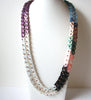 Retro Long Colorful Lucite Buttons Necklace 102620