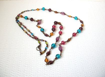 Vintage Colorful Glass Necklace 102620