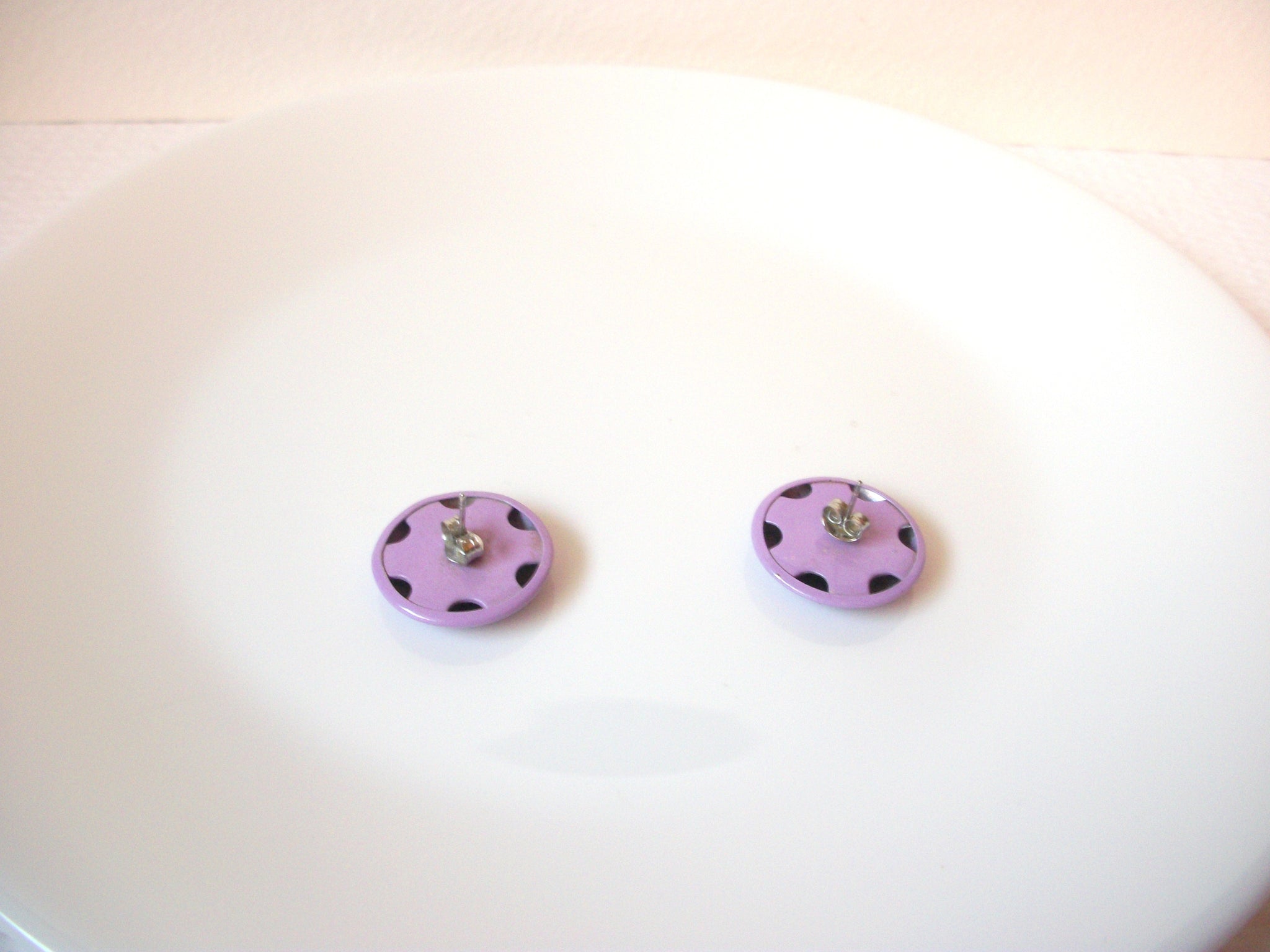 Retro Lavender Dome Button Earrings 102720