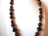 Hand Made Black Czech Glass Red Glass Necklace Earrings Set 102720