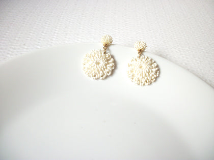 Vintage White Dahlia Flower Earrings 102720