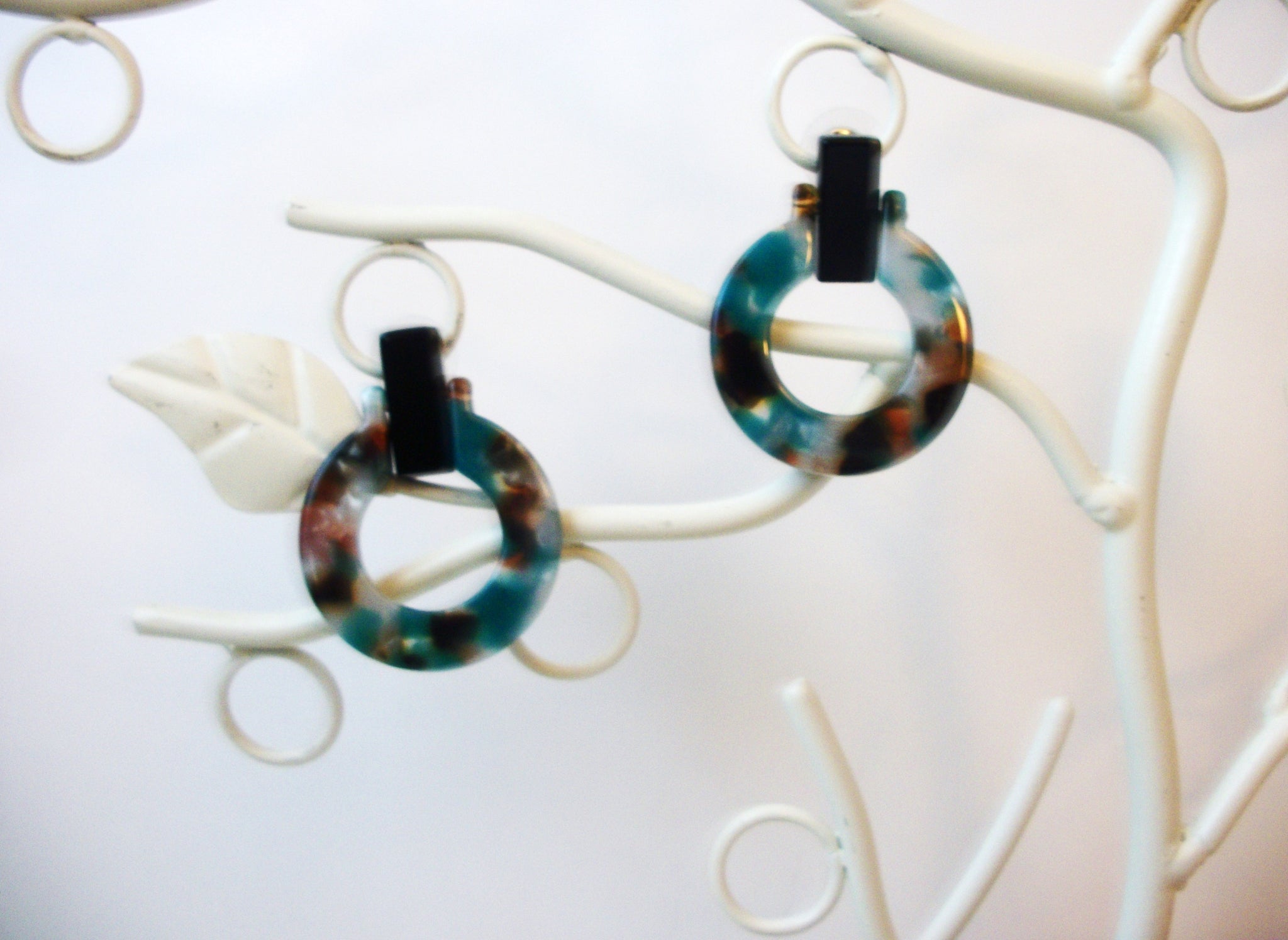 Anny Azure Blue Tortoise Earrings, Tortoise Shell Earrings, Tortoise Doorknockers, Acetate Earrings, Resin Earrings, Acrylic Earrings S31