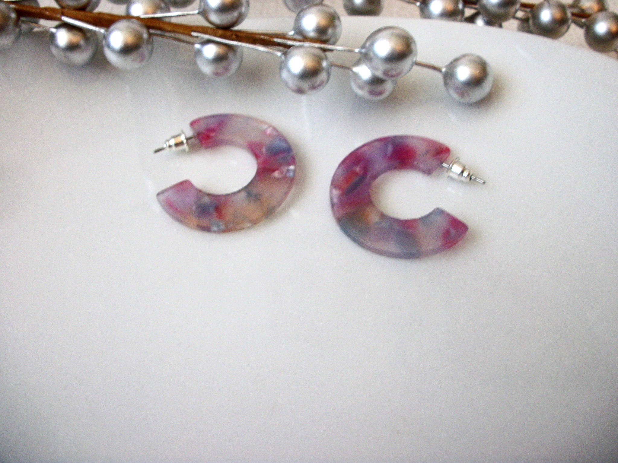 Rosie Violet Tortoise Earrings, Tortoise Shell Earrings, Tortoise Statement Earrings, Acetate Earrings, Lightweight Resin Earrings S32