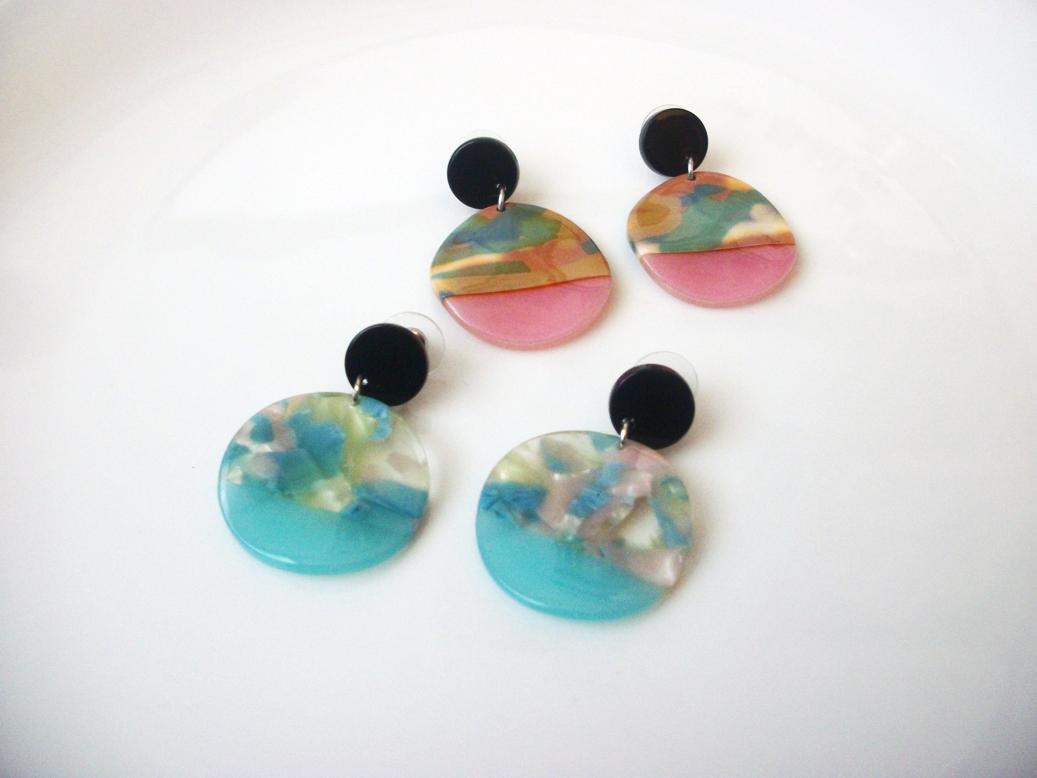 Sky Blue Tortoise Earrings, Tortoise Shell Earrings, Tortoise Doorknockers, Acetate Earrings, Resin Earrings, Acrylic Earrings S31