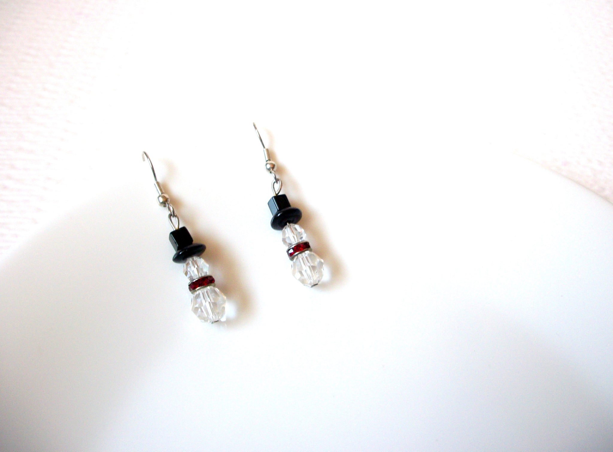 Vintage Swarovski Glass Snowman Dangle Earrings 102820