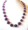 Vintage Plum Purple Silver Glass Beads Necklace 102820