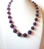 Vintage Plum Purple Silver Glass Beads Necklace 102820