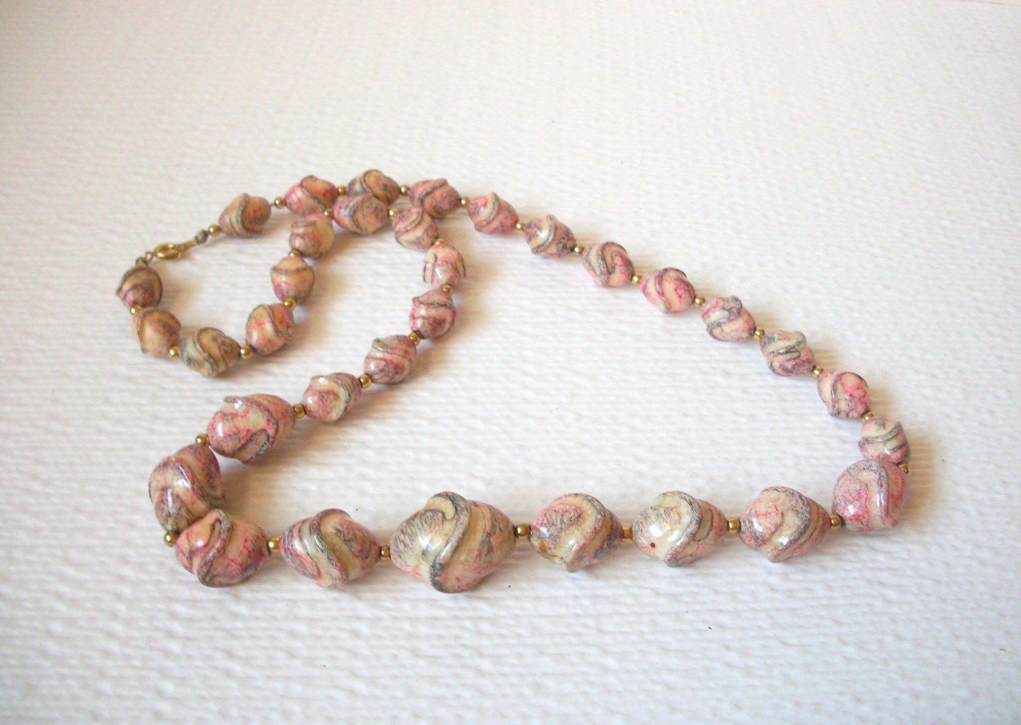 Retro Pale Pink Gray Lucite Necklace 102820