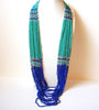 INDIA Turquoise Blue Silver Glass Beaded Necklace 102820
