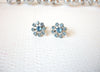 1950s Vintage Blue Rhinestone Snowflake Screw Back Earrings 102920