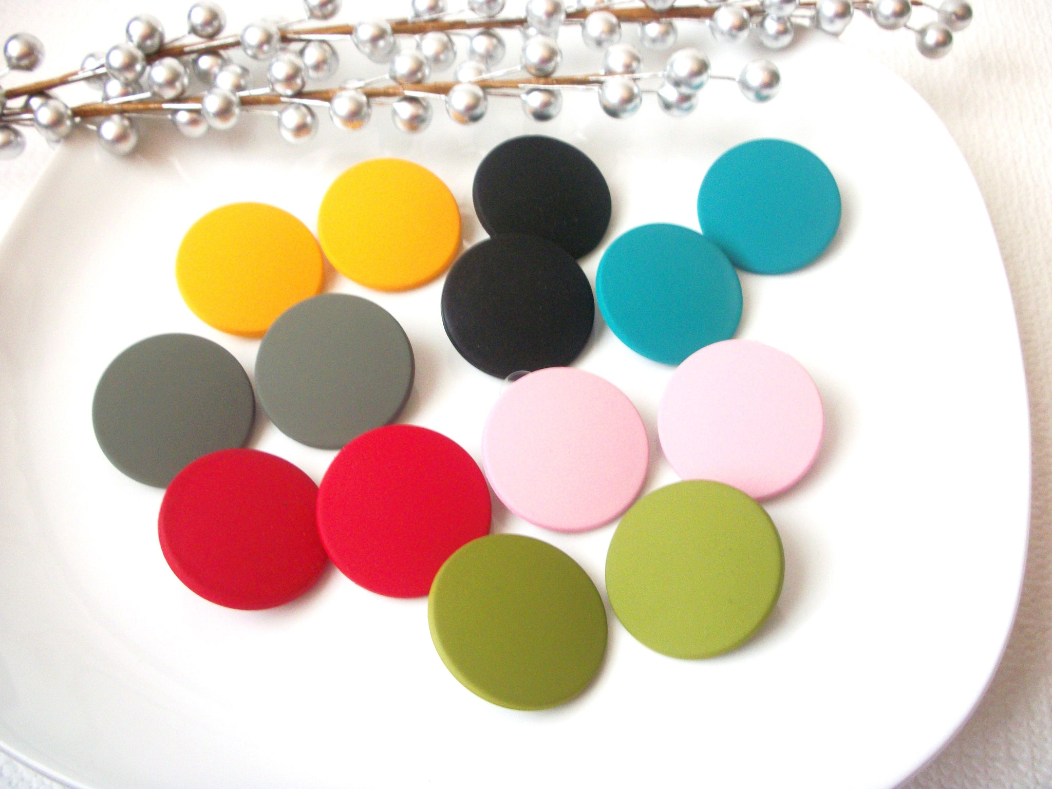 Susan Olive Round Dome Earrings, Acetate Earrings, Resin Earrings, Acrylic, Statement Earrings S14A