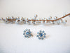 1950s Vintage Blue Rhinestone Snowflake Screw Back Earrings 102920