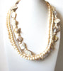 Vintage AVON Shell Faux Pearl Glass Necklace 102920