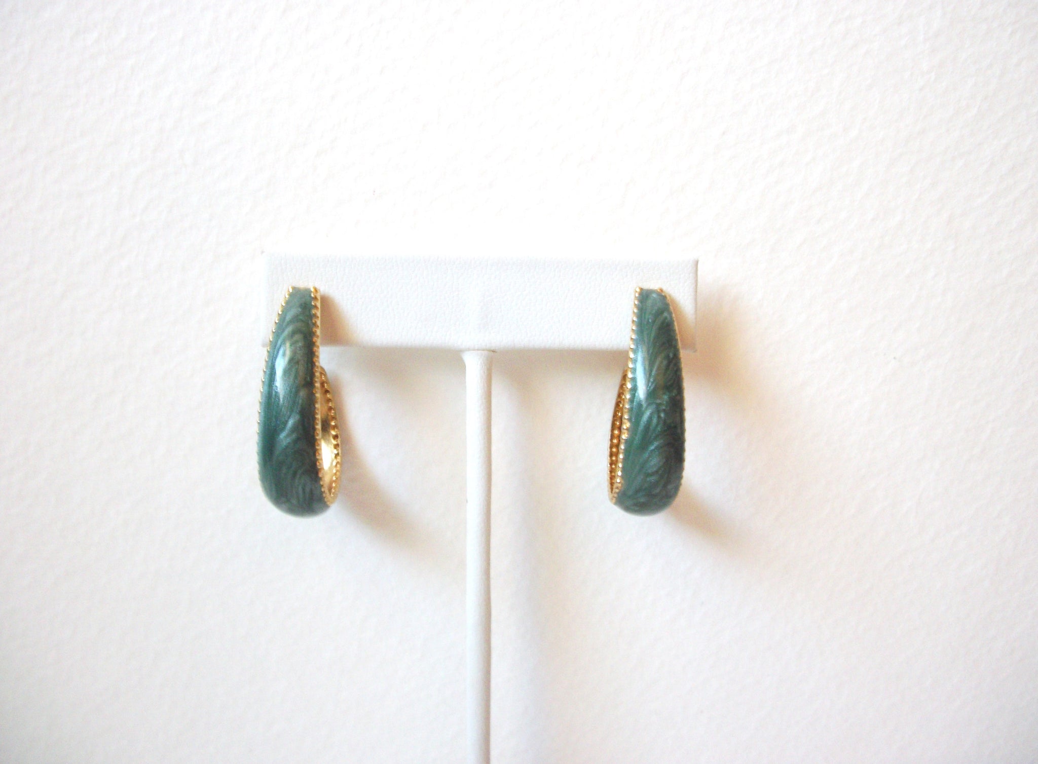 Vintage Marbleized Sage Hoop Earrings 102920