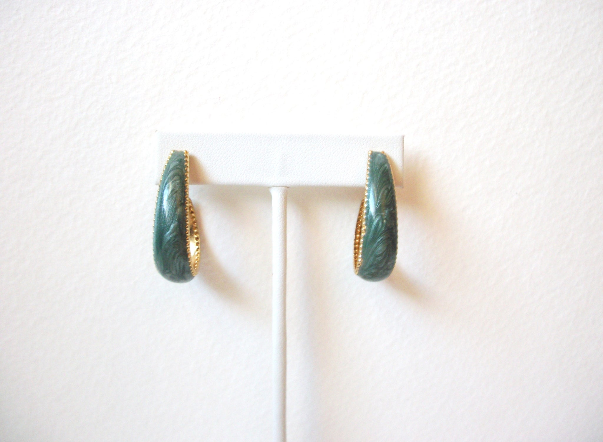 Vintage Marbleized Sage Hoop Earrings 102920