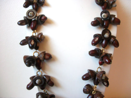 Vintage Wood Acorn Necklace 102920