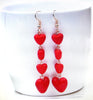 Long Red Heart Dangle Earrings 112916