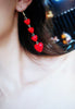Long Red Heart Dangle Earrings 112916