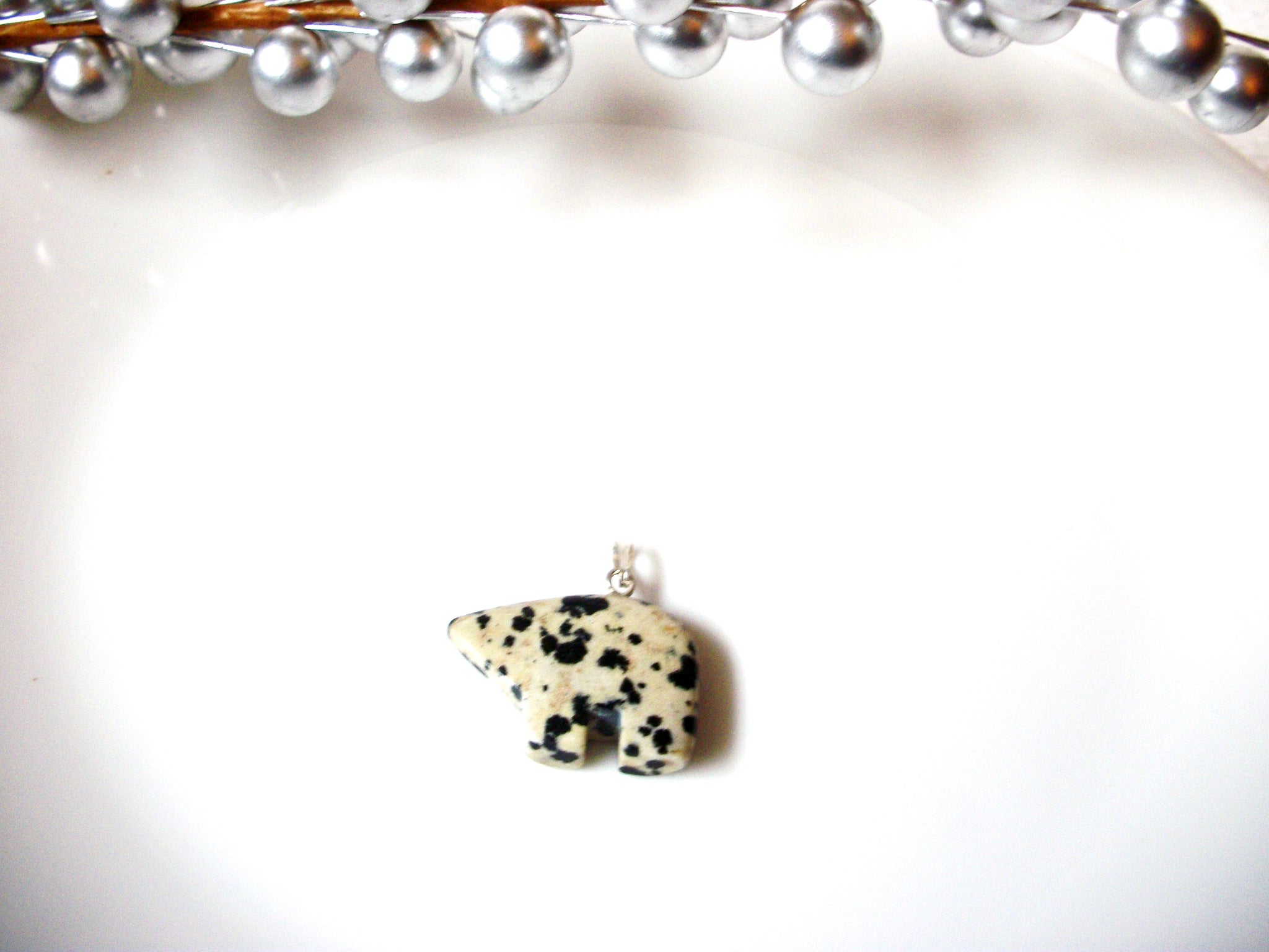 Native American Zuni Bear Dalmatian Jasper Pendant 110120