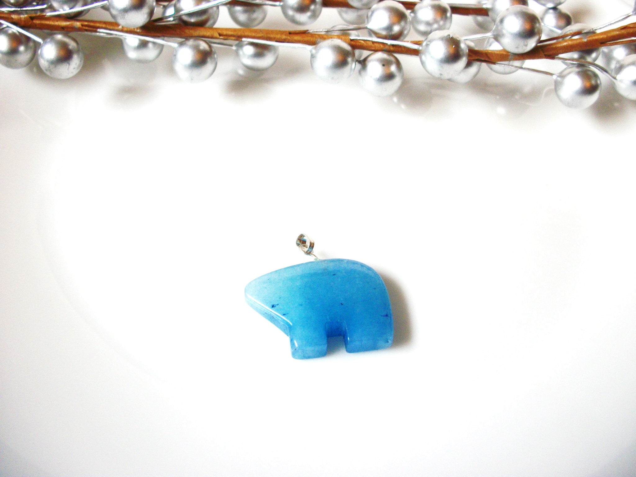 Native American Zuni Blue Agate Pendant 110120