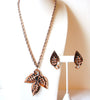 Vintage Copper Necklace Earrings Set 110420