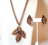 Vintage Copper Necklace Earrings Set 110420