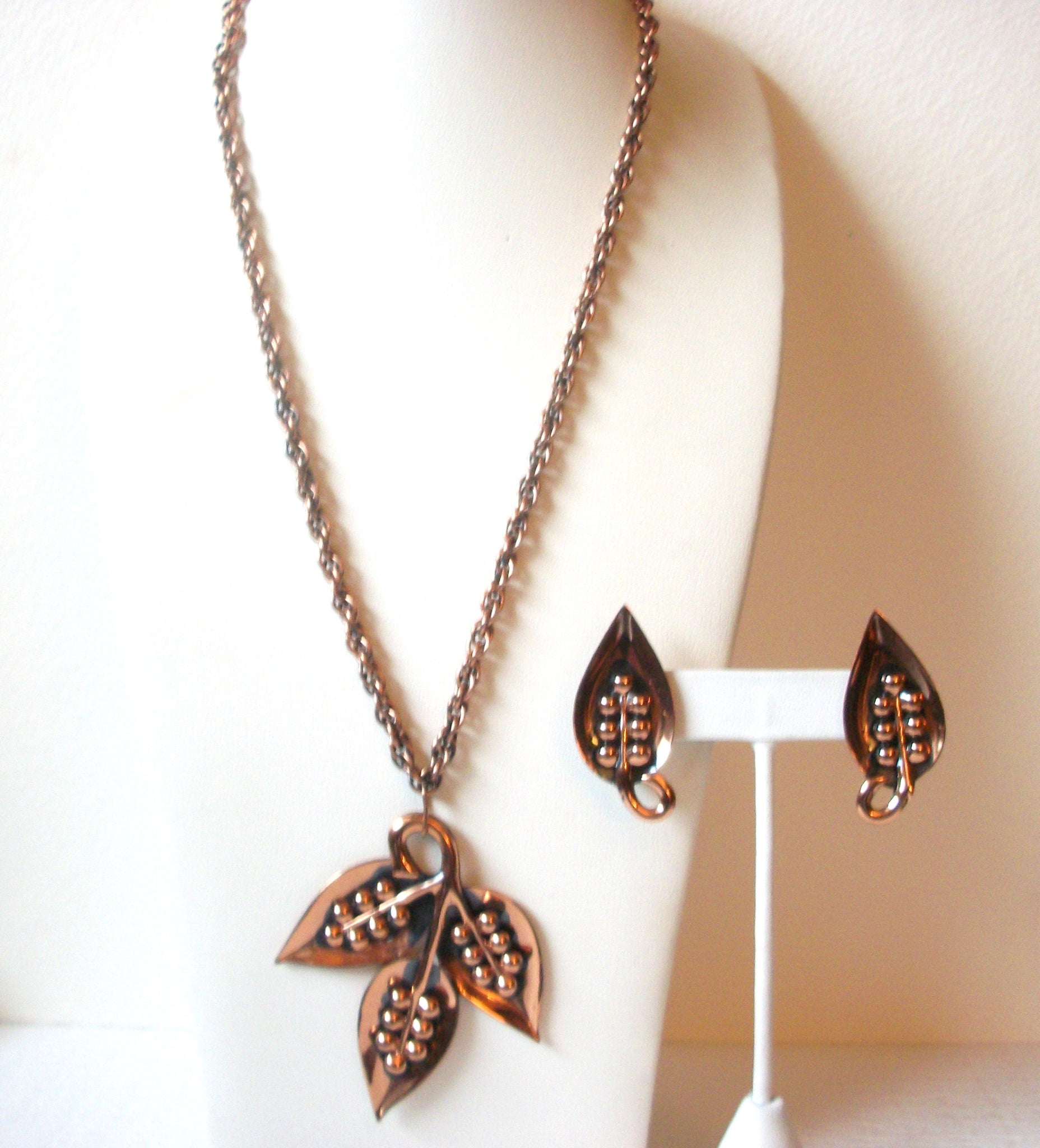 Vintage Copper Necklace Earrings Set 110420