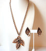 Vintage Copper Necklace Earrings Set 110420