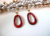 Long Red Marbleized Tortoiseshell Earrings, Acetate Earrings, Resin Earrings, Acrylic Earrings, Statement Earrings S35
