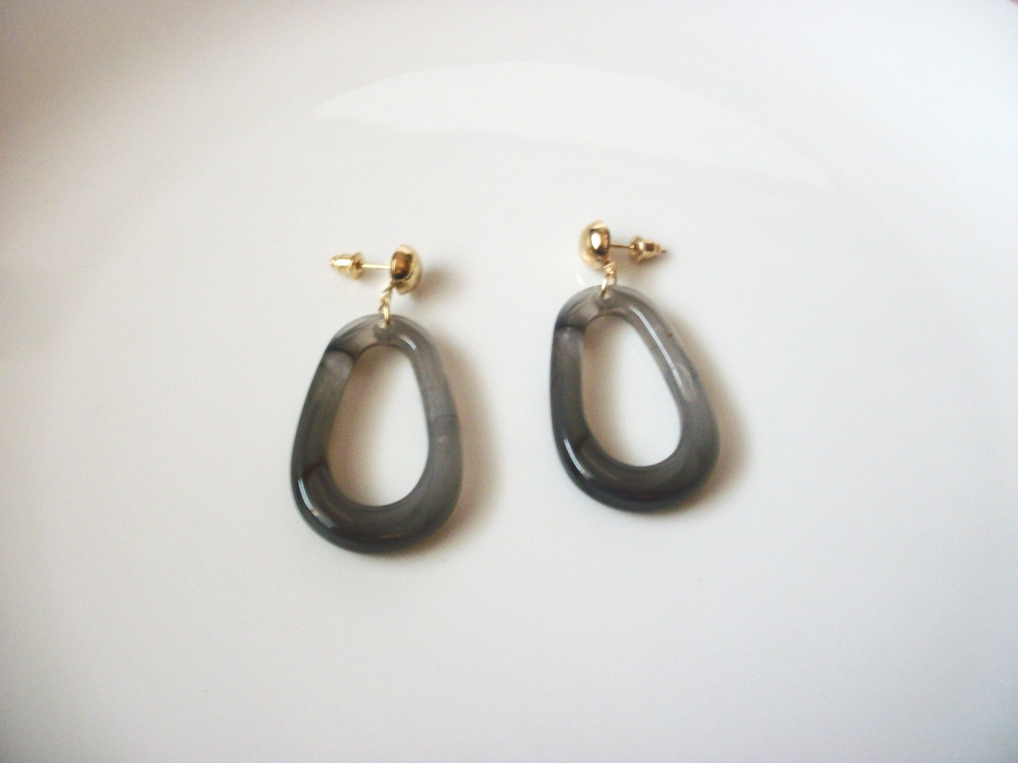 Long Gray Fog Marbleized Tortoiseshell Earrings, Acetate Earrings, Resin Earrings, Acrylic Earrings, Statement Earrings S35