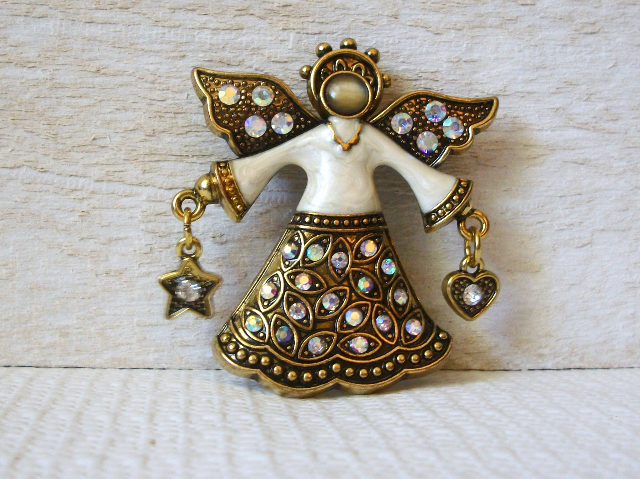 KC Stamped Enameled Aurora Borelias Crystals Angel From Heaven Pin 41220