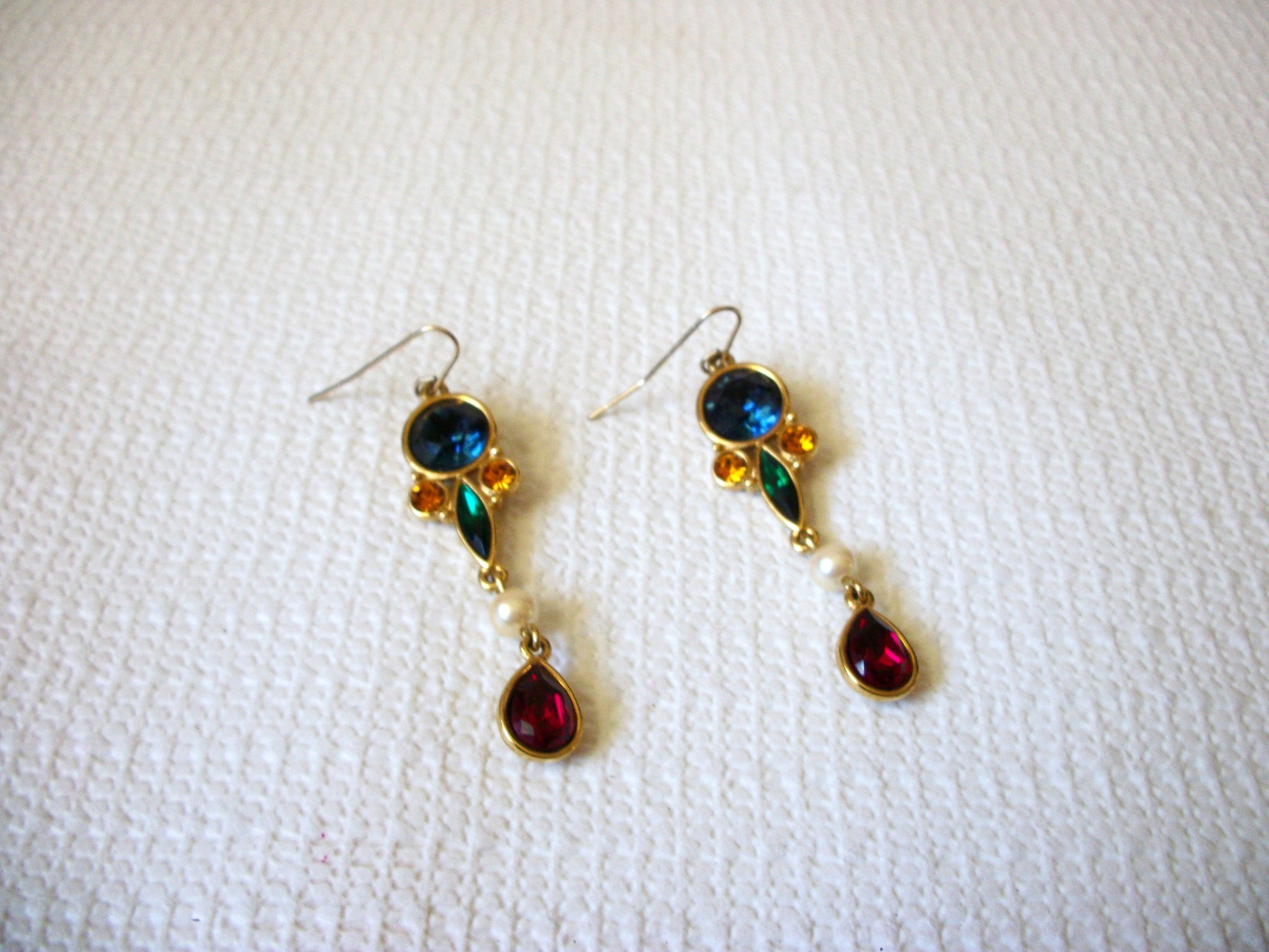 Vintage Bezel Czech Glass Earrings 41320
